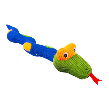Squeaky Plush Snake Dog Toy Blue