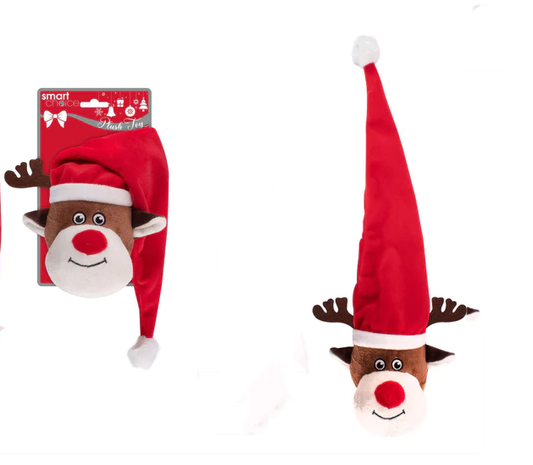 Christmas Reindeer Long Hat Plush Dog Toy