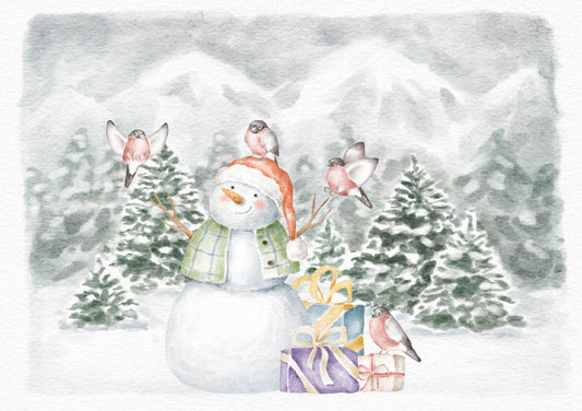 Forest Friends Birds And Snowman Christmas Card To Post