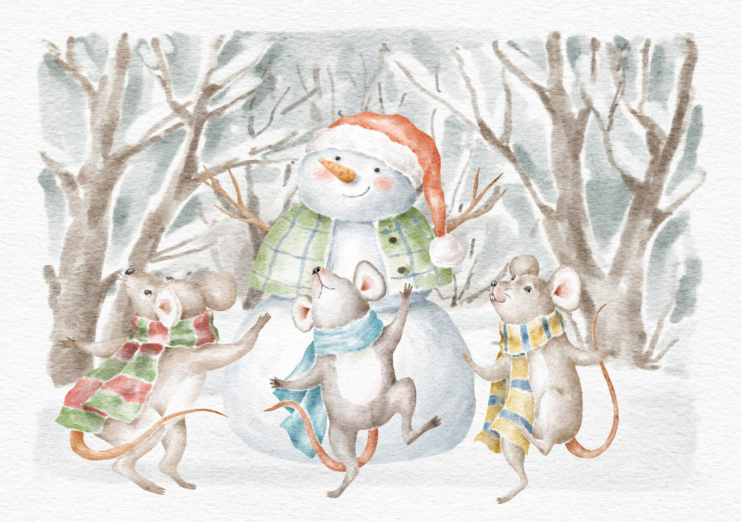 Forest Friends Dancing Mice Christmas Card To Post
