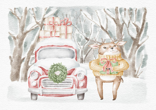 Forest Friends Reindeer Christmas Card To Post
