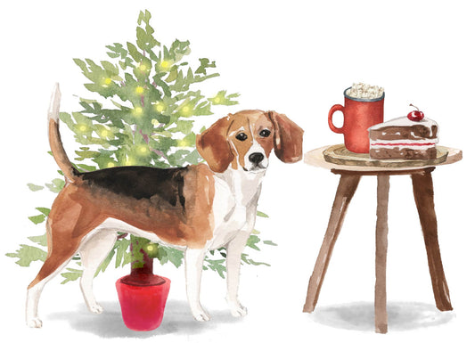 Dog Desk Beagle Deluxe Christmas Card