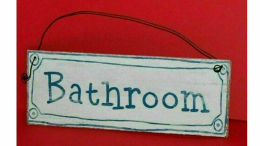 French Country Chic Metal Bathroom Sign