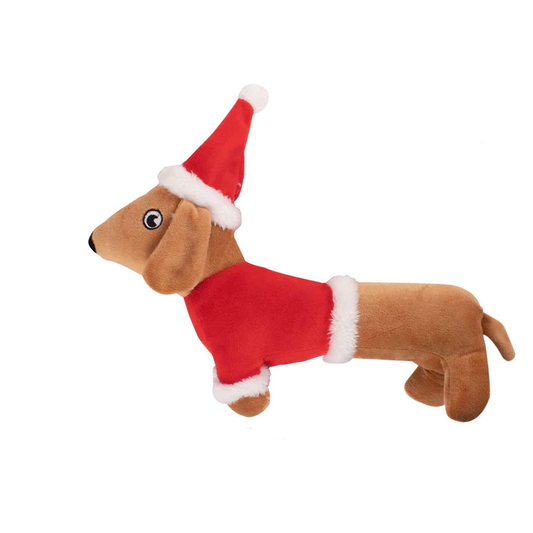Plush Christmas Dachshund Sausage Dog Squeaker Toy