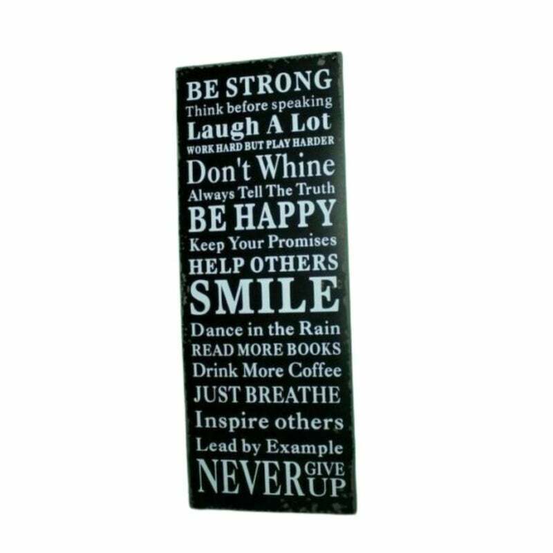 Inspirational Quotes Distressed Metal Hanging Sign Never Give Up Laugh A Lot