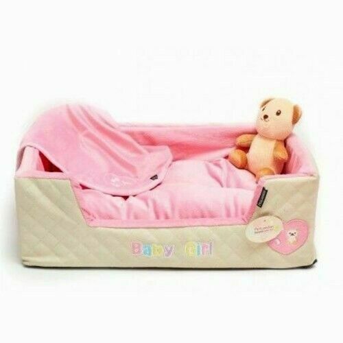 Pet London Baby Girl Dog Puppy Bed With Blanket & Teddy