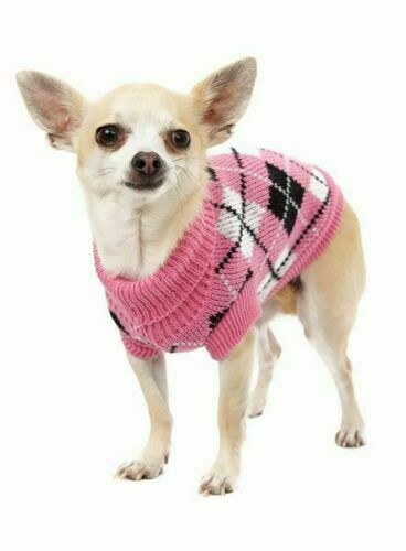 Pink & Black Argyle Dog Sweater Jumper